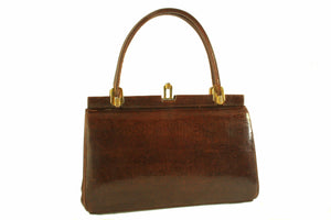 DORY chocolate brown lizard skin handbag