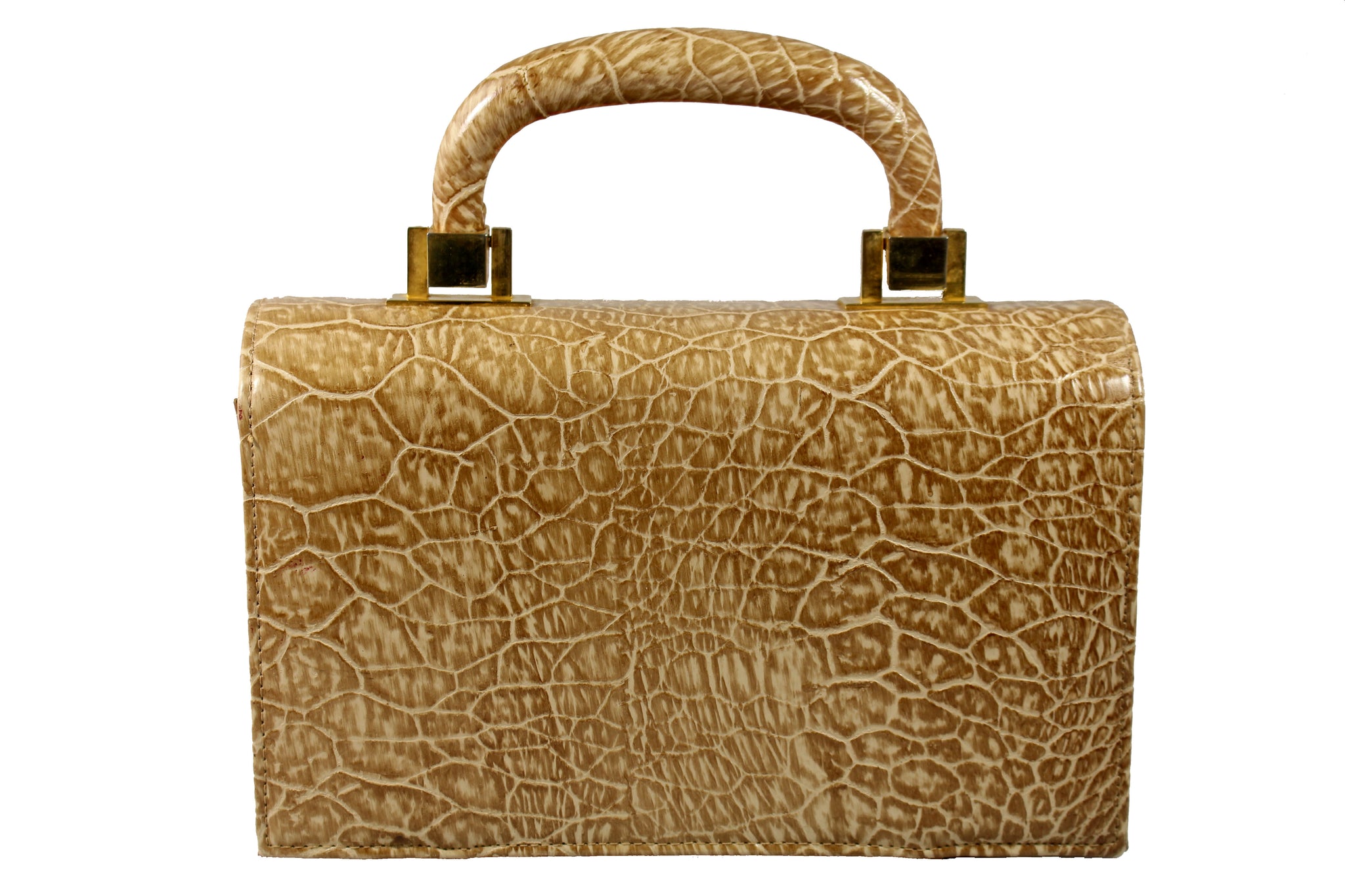 MEYERS toasted beige embossed turtle skin handbag – Vintage Carwen