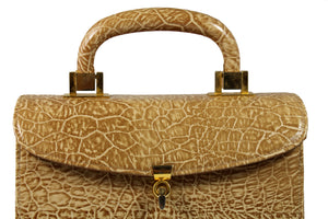 MEYERS toasted beige embossed turtle skin handbag