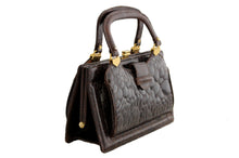 Small brown turtle skin handbag with twin handles