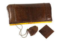 Lizard skin clutch handbag with lucite frame