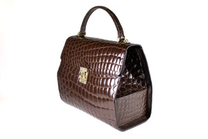 TAIR’S large brown crocodile embossed handbag