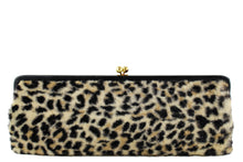 INGBER elongated clutch purse with leopard print