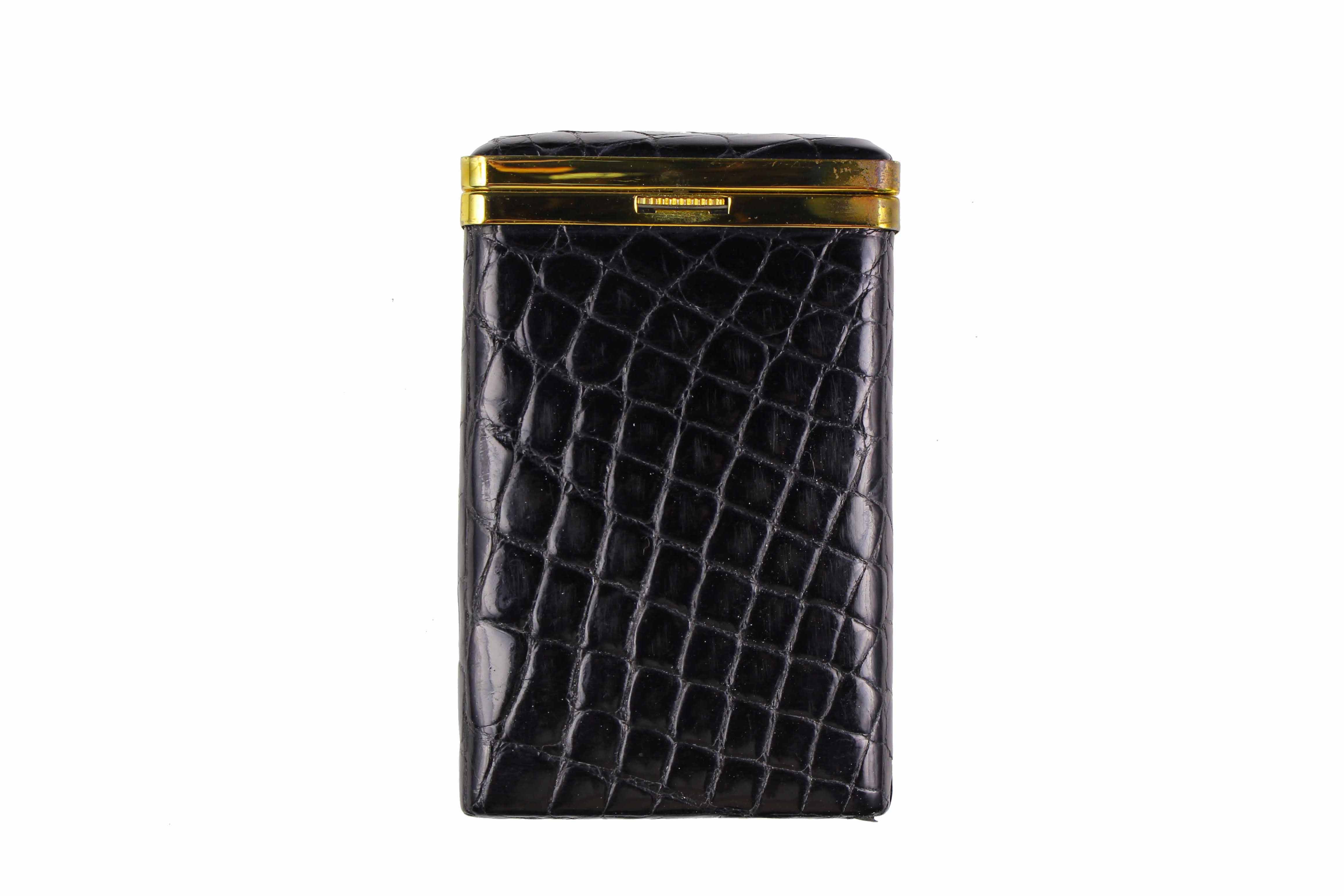 crocodile leather cigarette case Unisex 1950's Green Set - Case, Change Purse & Powder Our Crocodile Leather Cigar Case in black is perfect for two cigars and is made of high Pearl PE04927-10 Crocodile Cigarette Case