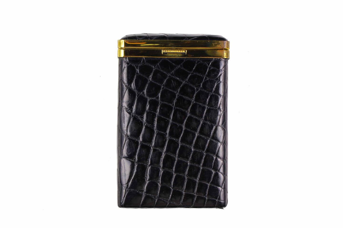 crocodile cigarette case Pattern Genuine Leather Holder with Lighter Pocket 92812CR (C) The leather of your cigar case or accessory is then dyed the desired color Black crocodile skin cigarette case