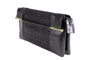 Snake skin handbag with bar-handles