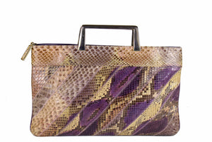 VARON violet patchwork python handbag