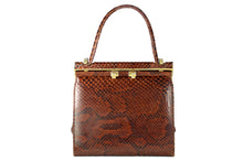 Maroon python snakeskin frame handbag