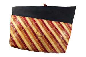 DEITSCH snakeskin patchwork handbag with lucite pin