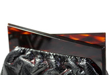 VARON black snake clutch with lucite frame