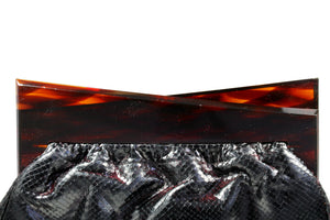 VARON black snake clutch with lucite frame