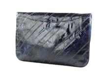 VARON dark blue snakeskin patchwork handbag