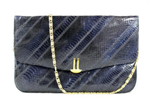 VARON dark blue snakeskin patchwork handbag