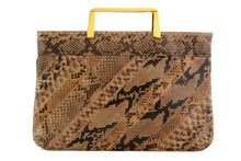 LISA python snakeskin patchwork handbag metal handle