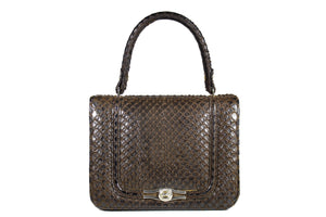 LOEWE dark brown snakeskin handbag
