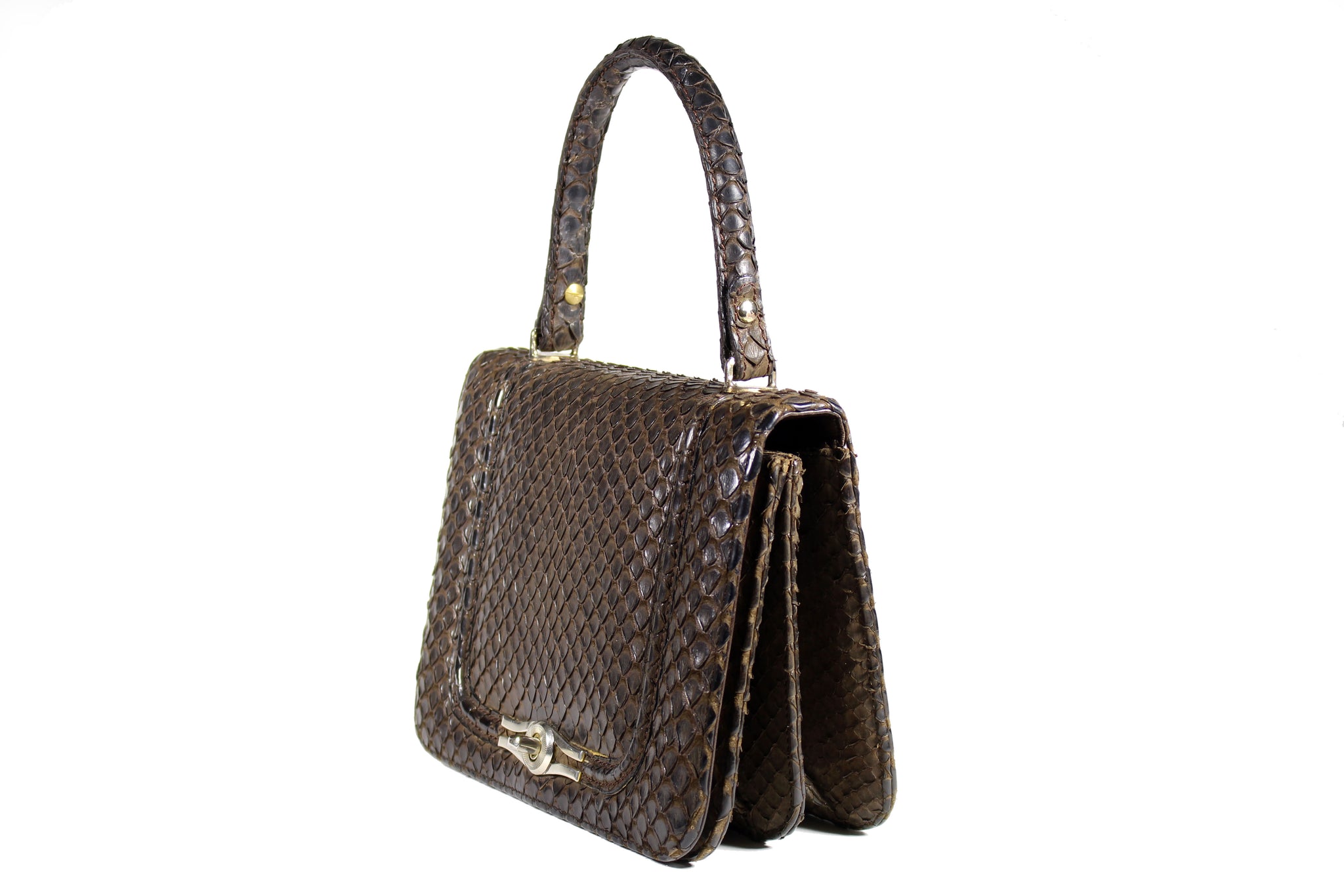 LOEWE dark brown snakeskin handbag – Vintage Carwen