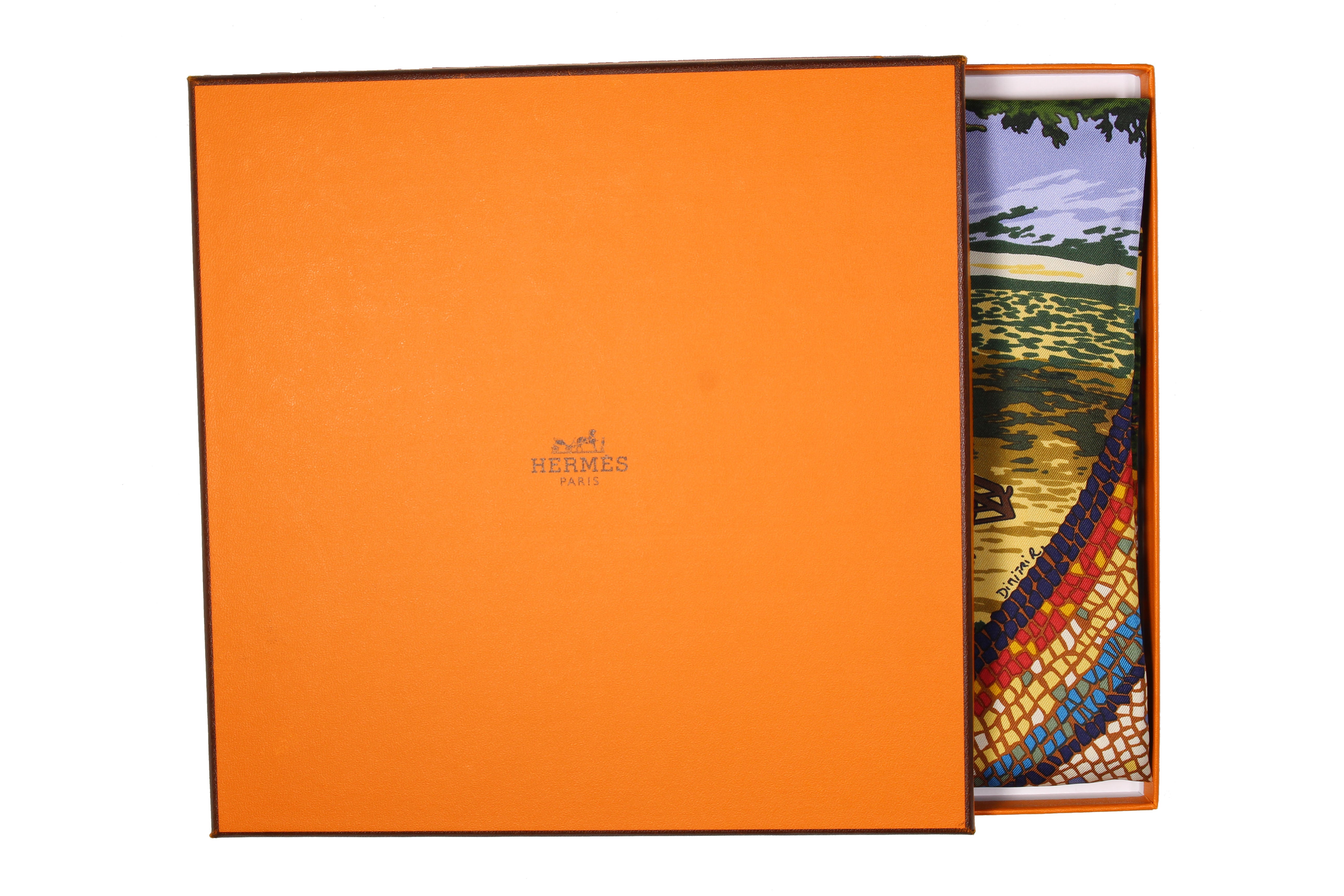 HERMÈS scarf “Sous le Cèdre” by Dimitri Rybaltchenko – Vintage Carwen