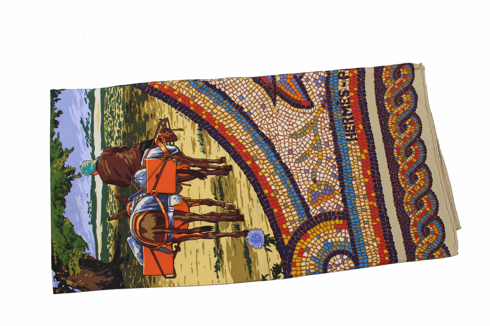 HERMÈS scarf “Sous le Cèdre” by Dimitri Rybaltchenko – Vintage Carwen