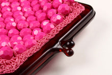 Fuchsia faceted beaded clutch