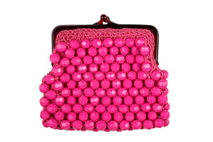 Fuchsia faceted beaded clutch