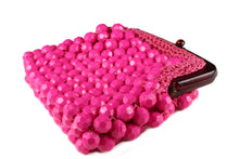 Fuchsia faceted beaded clutch