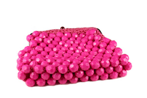 Fuchsia faceted beaded clutch