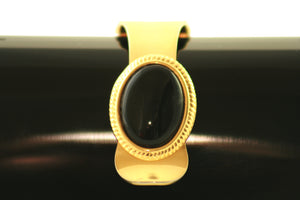 Black acrylic clutch with black brooch