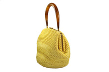 MORRIS MOSKOWITZ yellow raffia purse with lucite handle