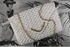 RODO white crochet raffia bag