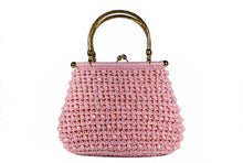 Pink raffia and beads handbag