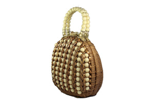 DENA OF DALAS wicker and plastic beads handbag