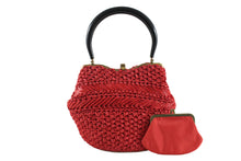 MORRIS MOSKOWITZ red raffia handbag with lucite handle