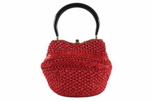 MORRIS MOSKOWITZ red raffia handbag with lucite handle
