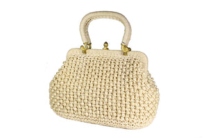 Raffia and ivory beads handbag