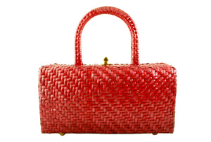 NEIMAN MARCUS cherry wicker handbag