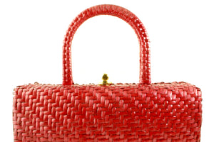 NEIMAN MARCUS cherry wicker handbag