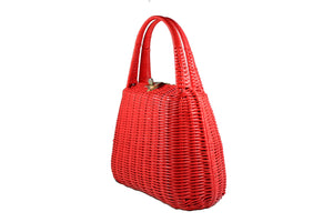 LESCO red plastic wicker bag
