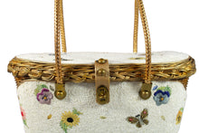 MIDAS OF MIAMI gold wicker and white beads bag