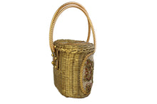 MIDAS OF MIAMI golden wicker handbag with gold beads