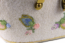 MIDAS OF MIAMI wicker box bag with white beads