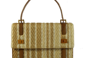 LOEWE leather and fabric handbag in beige