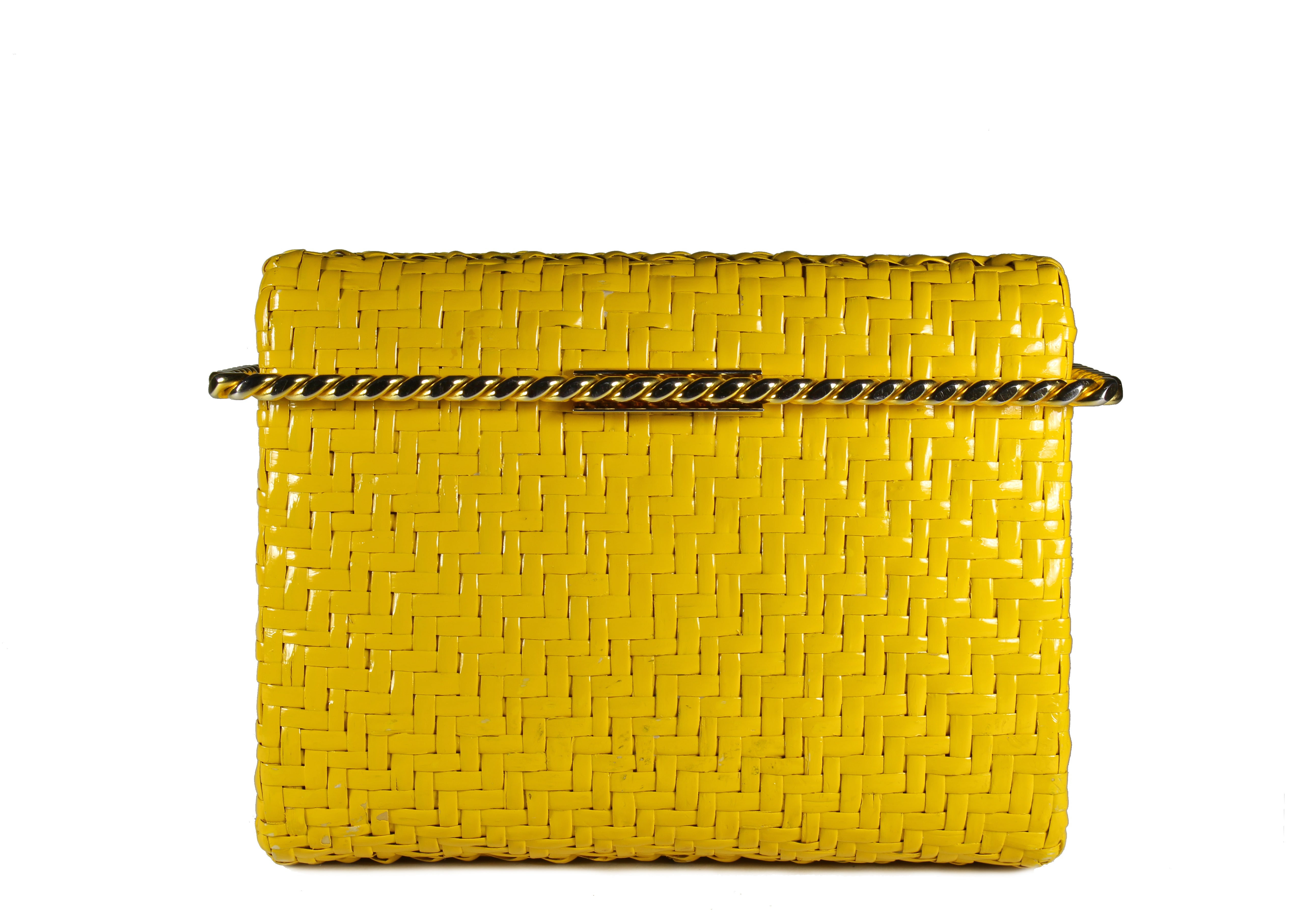 RODO mustard yellow wicker clutch – Vintage Carwen