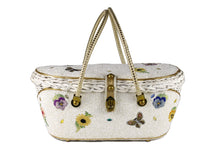 MIDAS OF MIAMI wicker and white beads bag