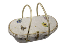 MIDAS OF MIAMI wicker and white beads bag