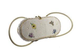 MIDAS OF MIAMI wicker and white beads bag