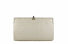 RODO white wicker clutch with metal and plastic clasp