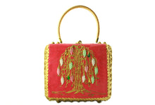 MIDAS OF MIAMI golden wicker handbag tree motif