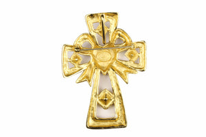 CHRISTIAN LACROIX enamel cross pendant brooch