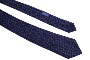 HERMÈS blue stirrup and horseshoe silk tie
