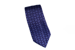 HERMÈS blue stirrup and horseshoe silk tie